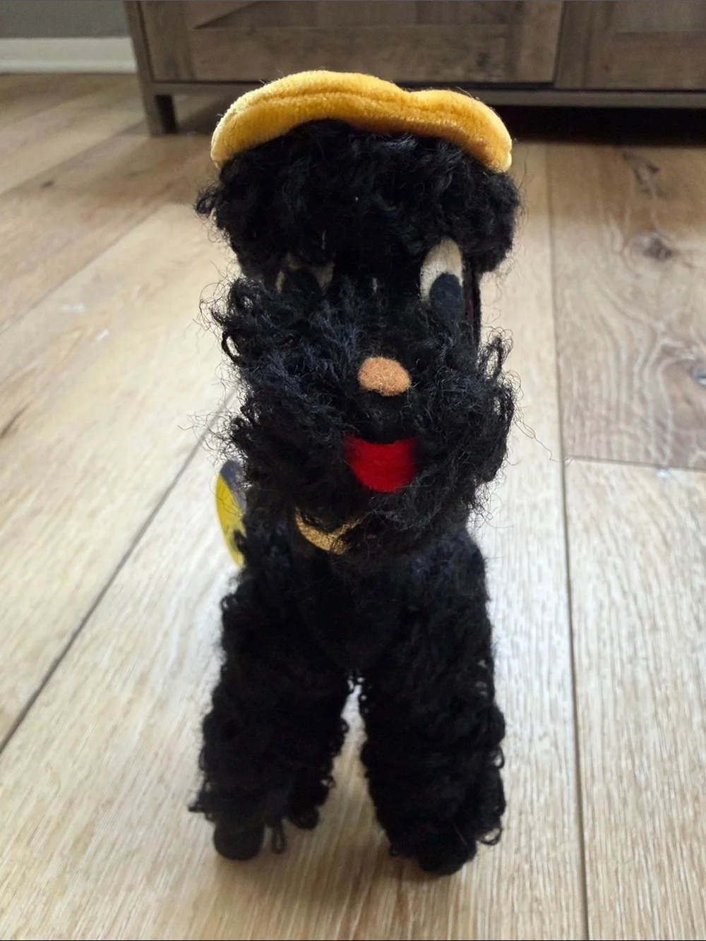Vintage Dakin Dream Pets Black French Poodle W/ Baret & Posable Legs Made Japan